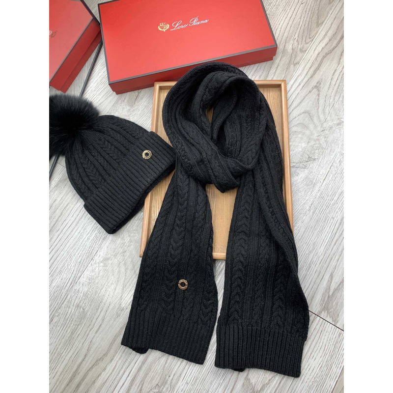 Loro piana Wool Pom And Scarf Black