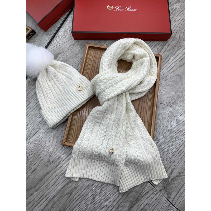 Loro piana Wool Pom And Scarf White