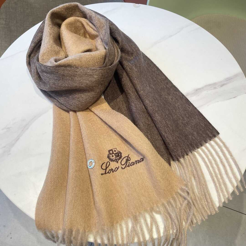 Loro piana Cashmere Scarf Brown And Dark Grey