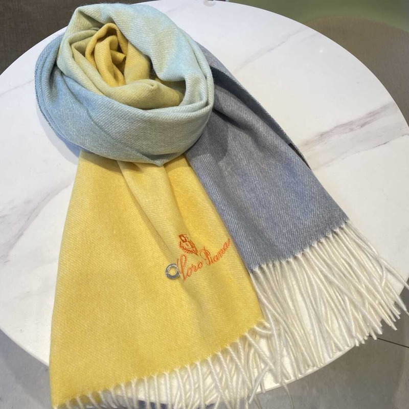 Loro piana Cashmere Scarf Grey Yellow