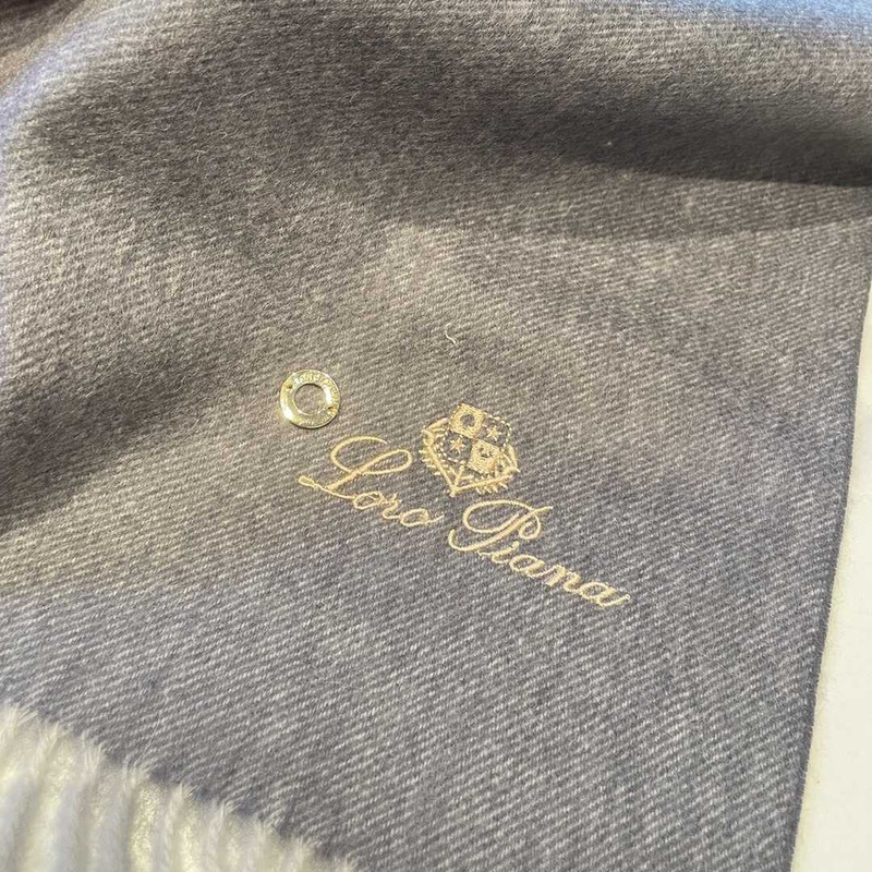 Loro piana Cashmere Scarf Dark Grey Khaki And Sky Blue