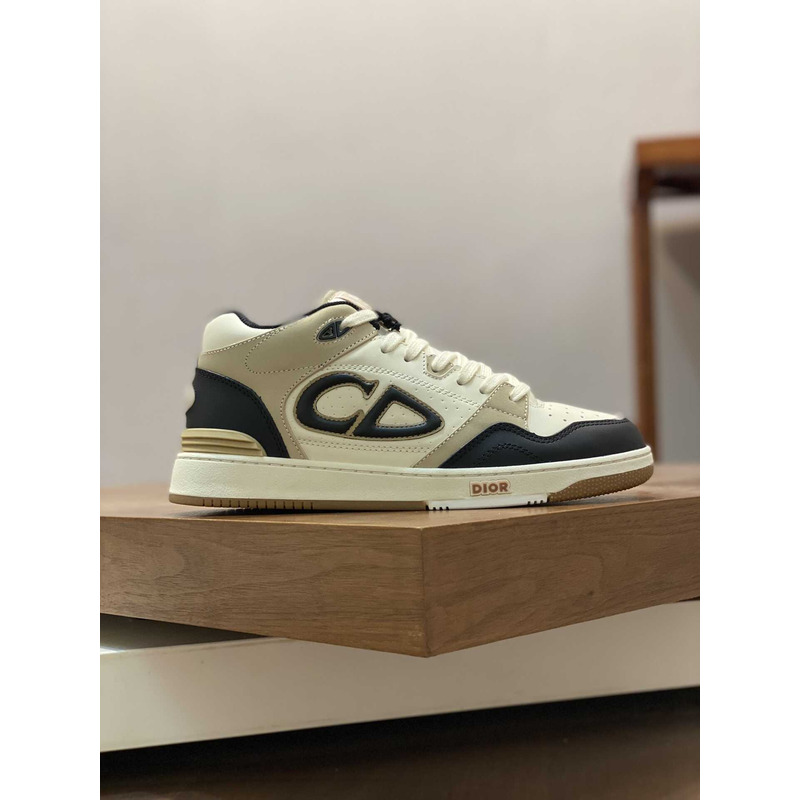 D*or b57 mid-top sneaker calfskin navy and beige