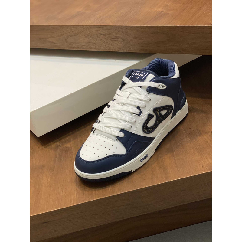 D*or b57 mid-top sneaker calfskin navy blue