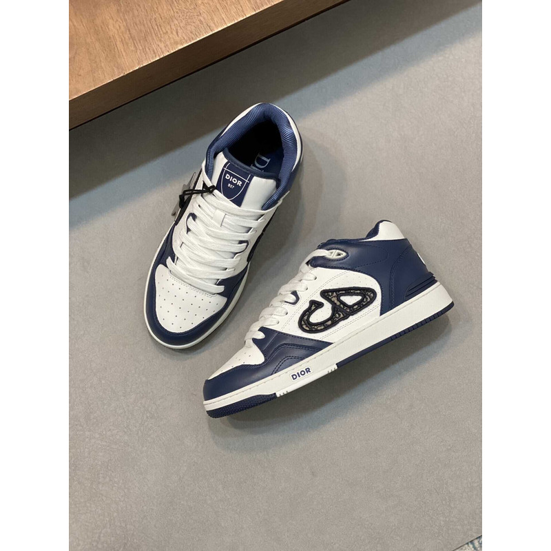 D*or b57 mid-top sneaker calfskin navy blue