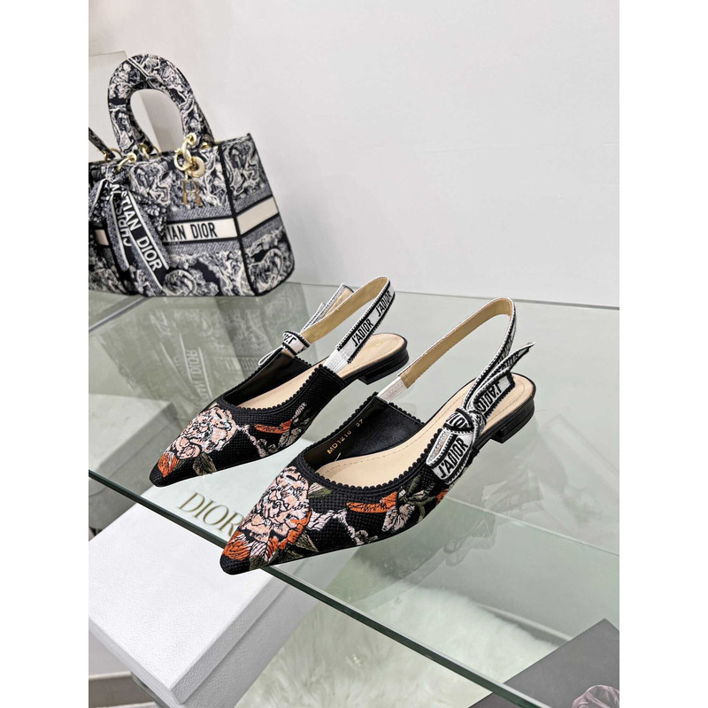 D*or j\''aD*or slingback flat embroidered cotton black multicolor