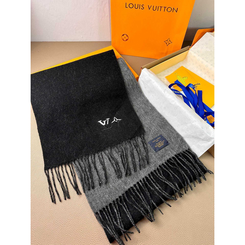 l**is V*t*n cashmere scarf black/gray