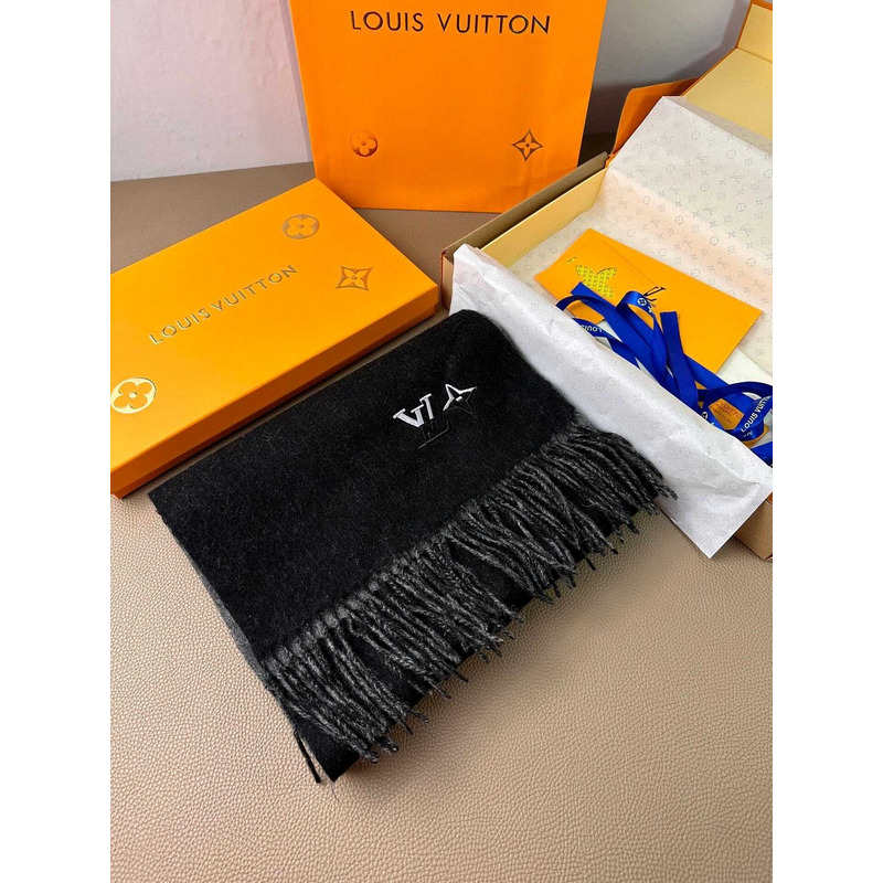 l**is V*t*n cashmere scarf black/gray