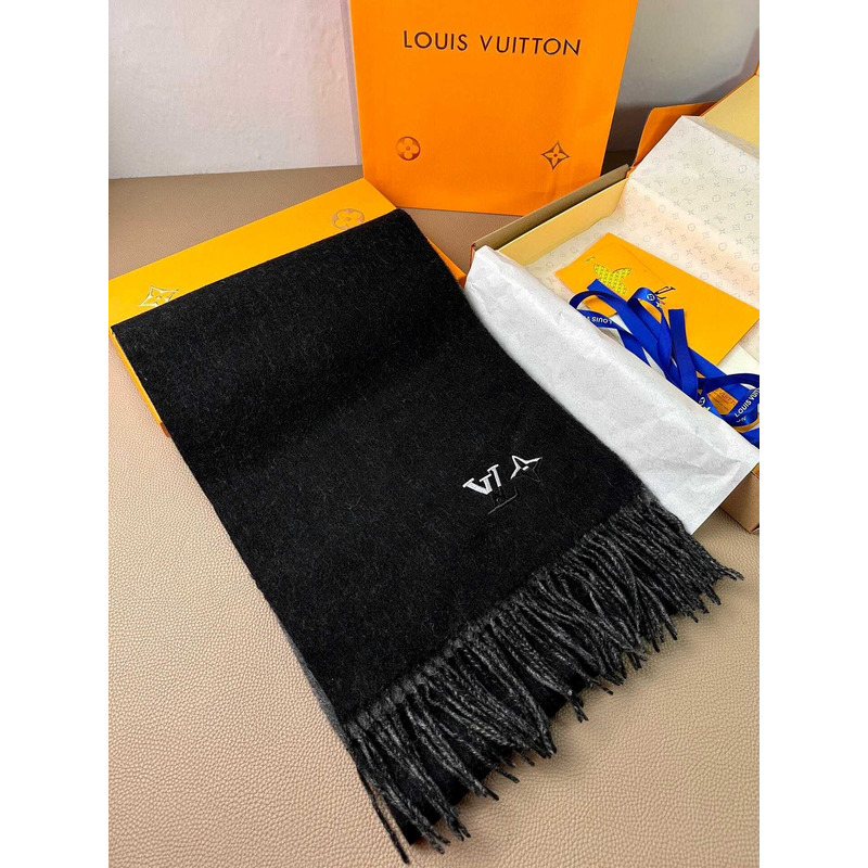 l**is V*t*n cashmere scarf black/gray