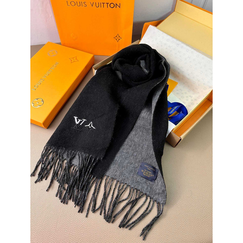 l**is V*t*n cashmere scarf black/gray