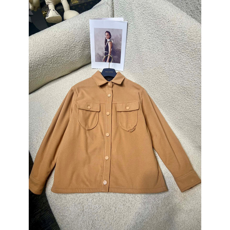 l**is V*t*n double-face wool blend overshirt brown