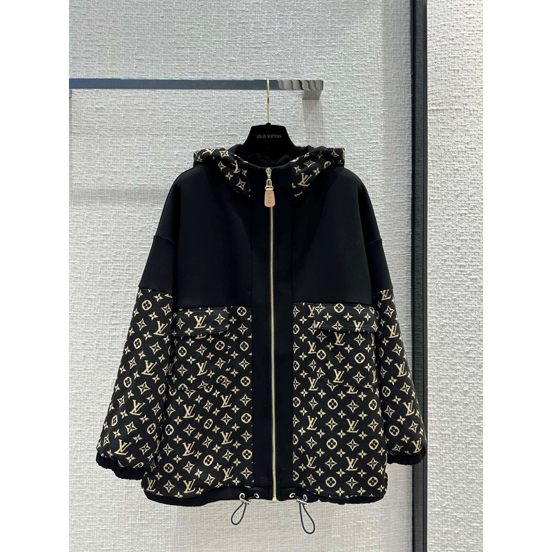 l**is V*t*n monogram jacquard knit jacket black and brown