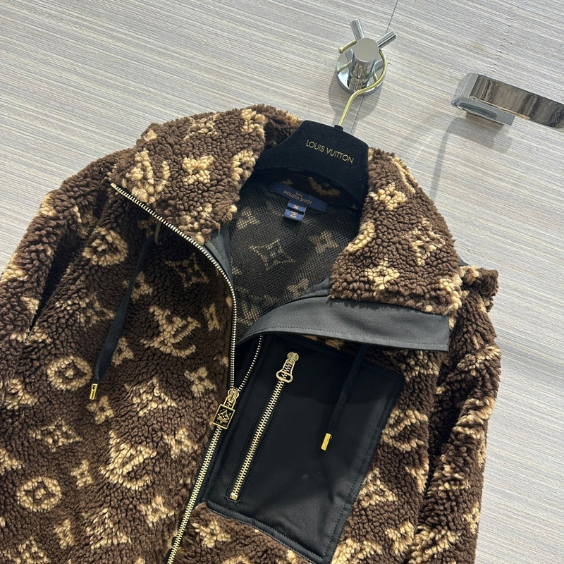 l**is V*t*n monogram fleece parka black and brown