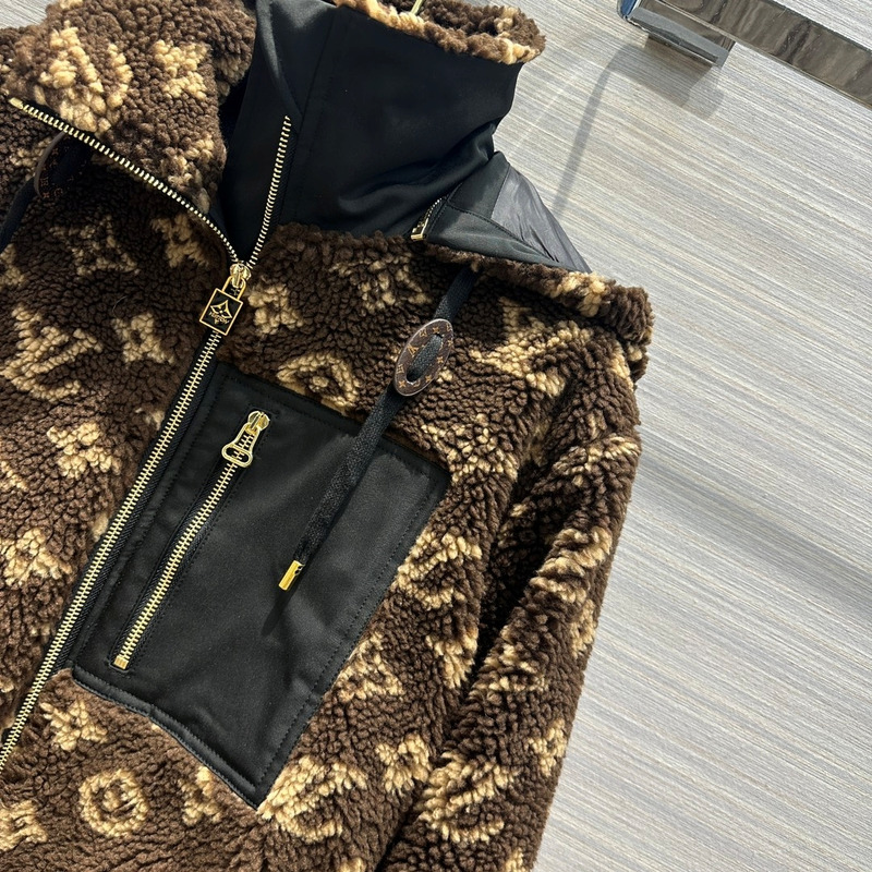 l**is V*t*n monogram fleece parka black and brown