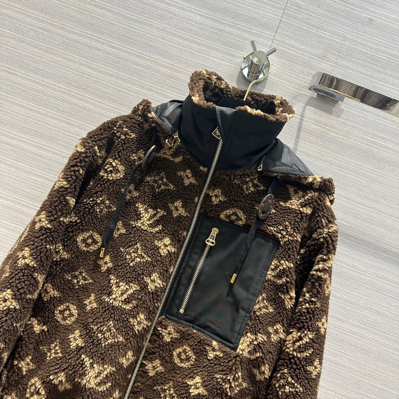 l**is V*t*n monogram fleece parka black and brown