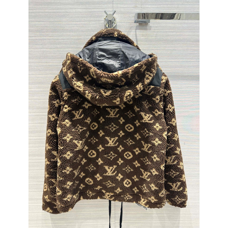 l**is V*t*n monogram fleece parka black and brown