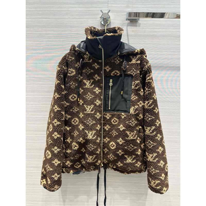 l**is V*t*n monogram fleece parka black and brown