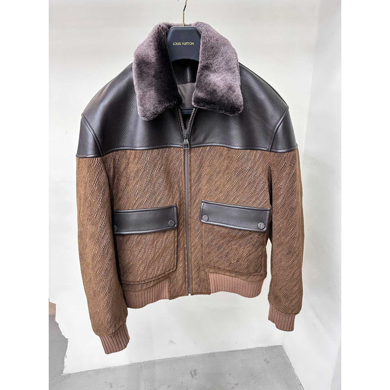 l**is V*t*n mix leather blouson brown and black