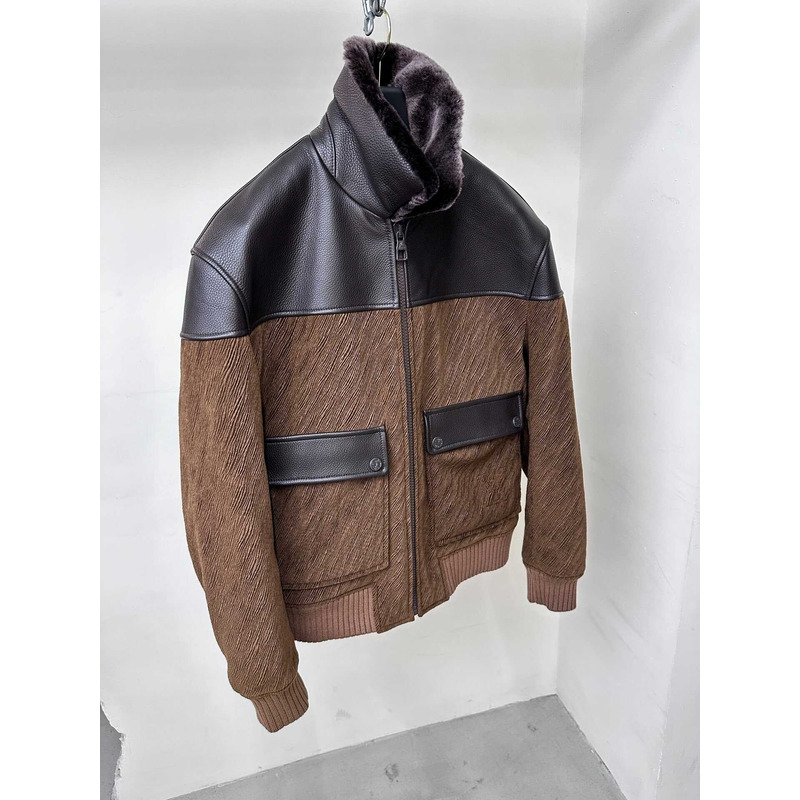 l**is V*t*n mix leather blouson brown and black