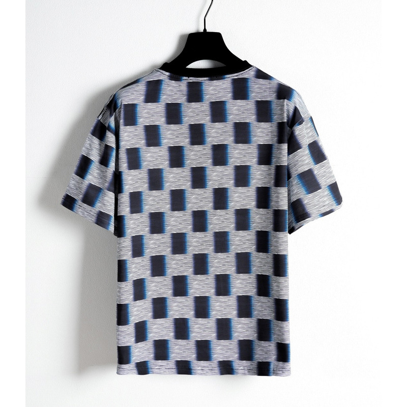 l**is V*t*n damier short-sleeved cotton t-shirt dark night blue