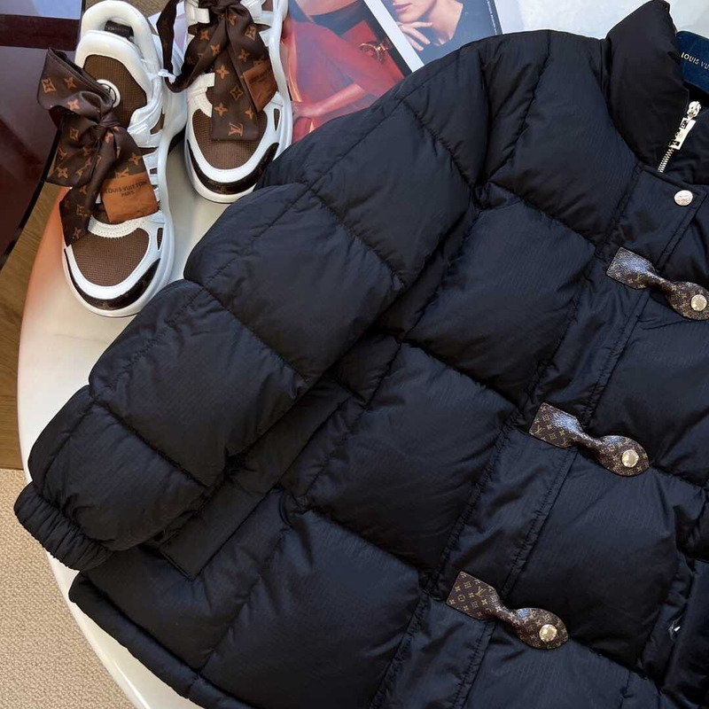 l**is V*t*n monogram accent pillow puffer jacket black