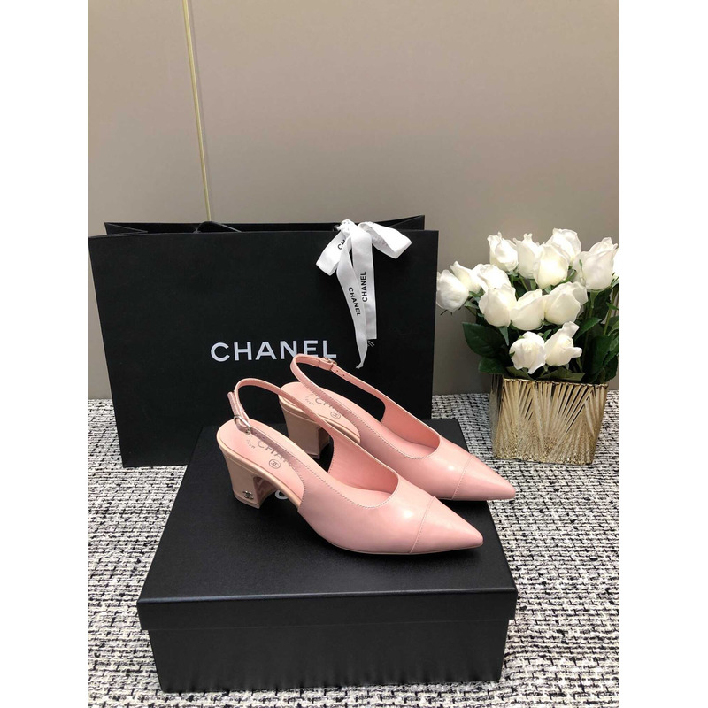 Ch*el slingbacks patent calfskin pink