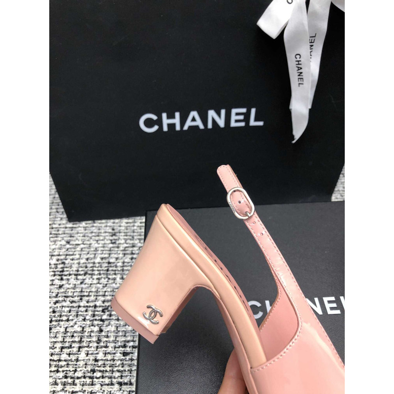 Ch*el slingbacks patent calfskin pink