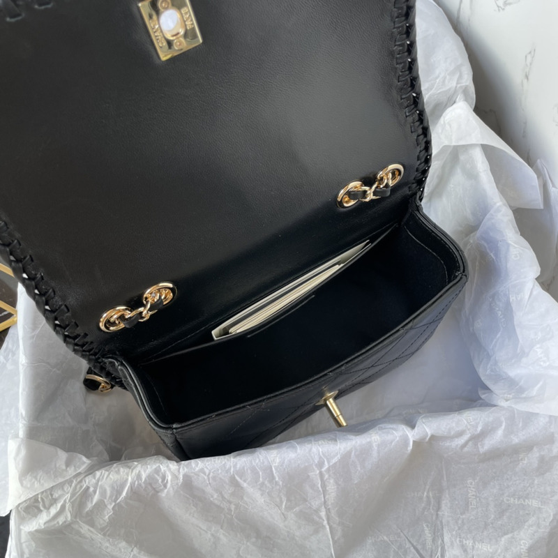 Ch*el flap bag lambskin black