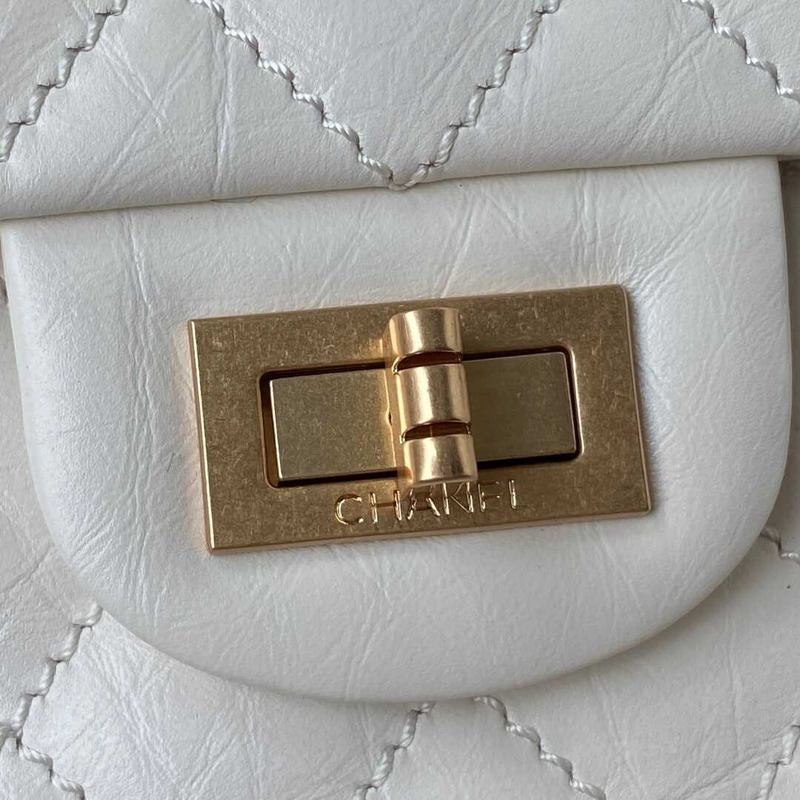 Ch*el mini reissue 2.55 flap bag calfdkin white