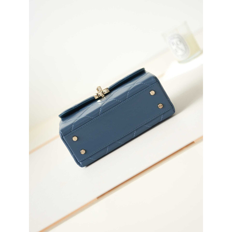 Ch*el top handle calfskin bag loyal blue