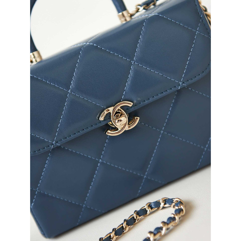 Ch*el top handle calfskin bag loyal blue