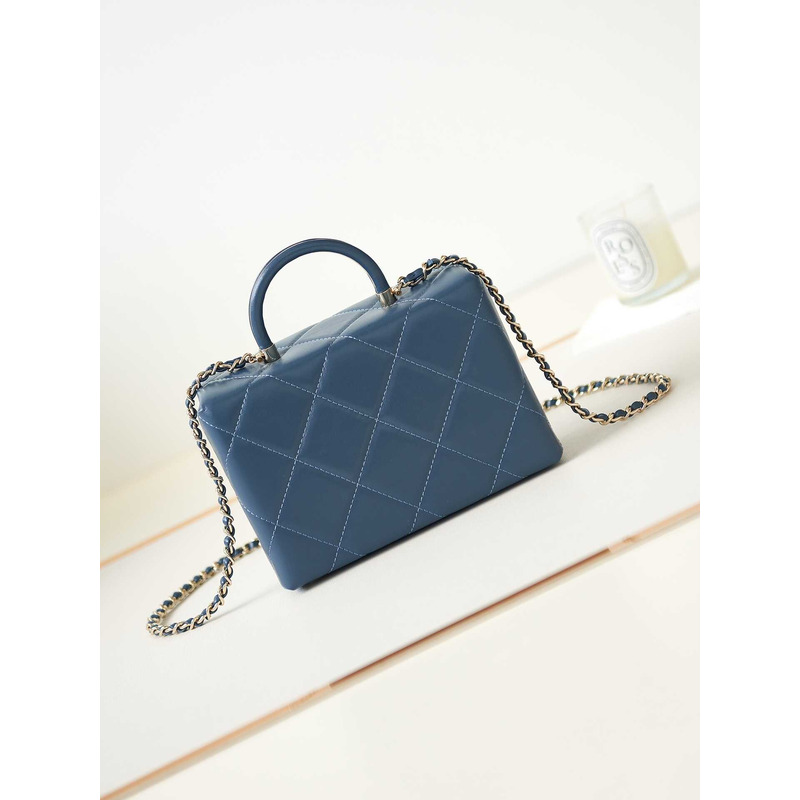 Ch*el top handle calfskin bag loyal blue