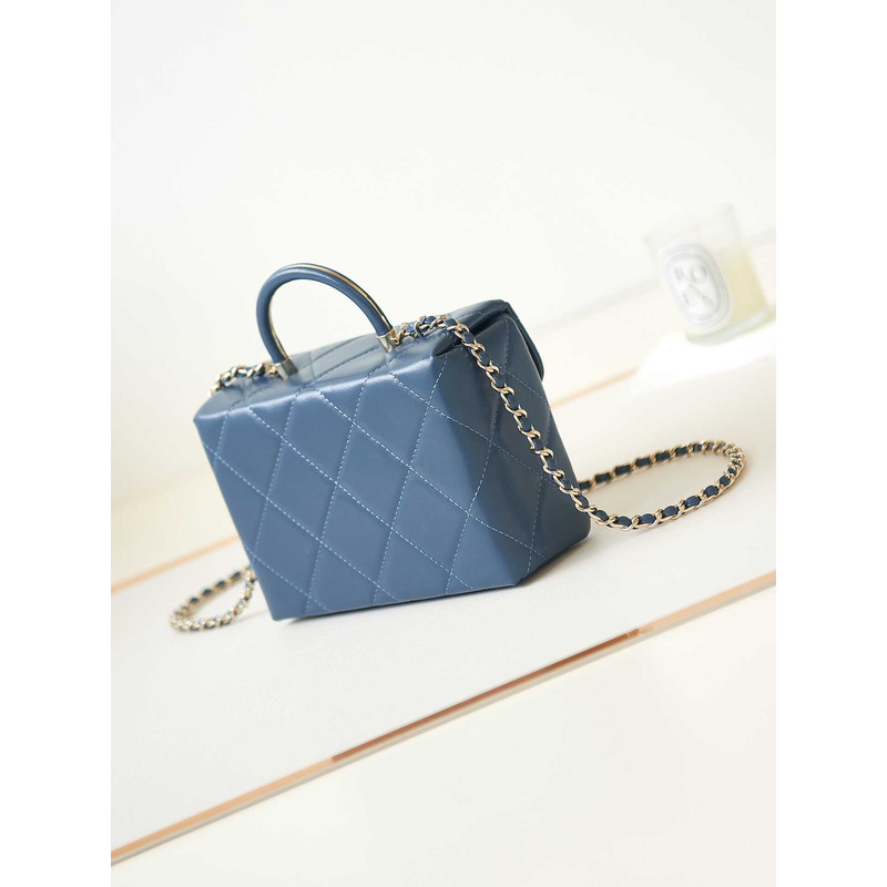 Ch*el top handle calfskin bag loyal blue