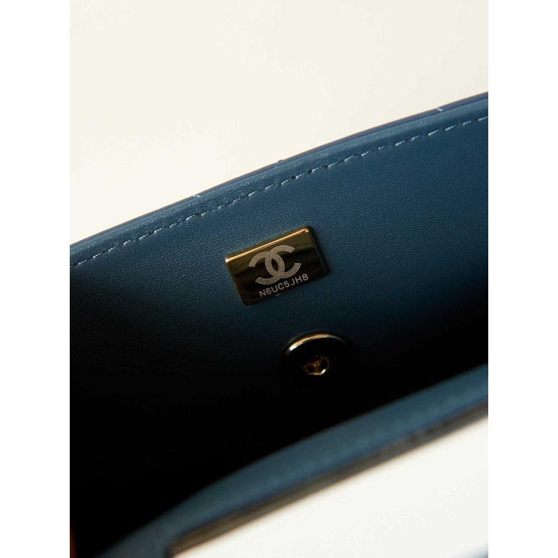 Ch*el top handle calfskin bag loyal blue