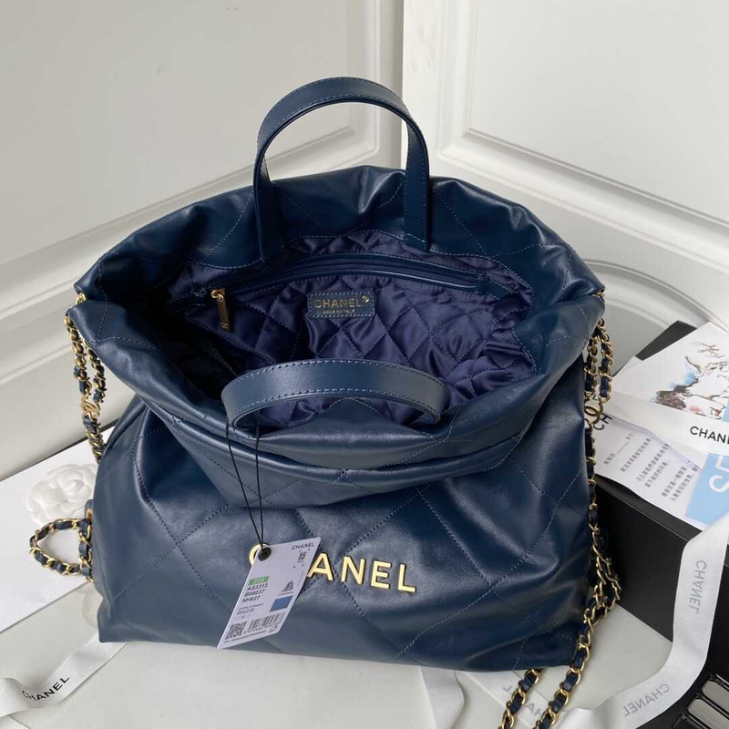 Ch*el large back pack calfskin Ch*el 22 loyal blue