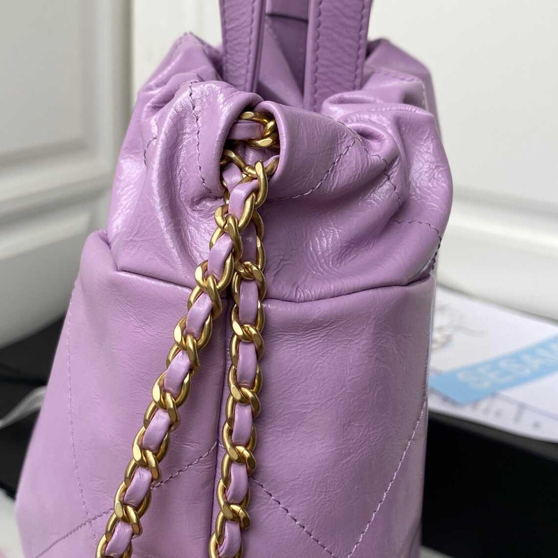 Ch*el large back pack calfskin Ch*el 22 purple