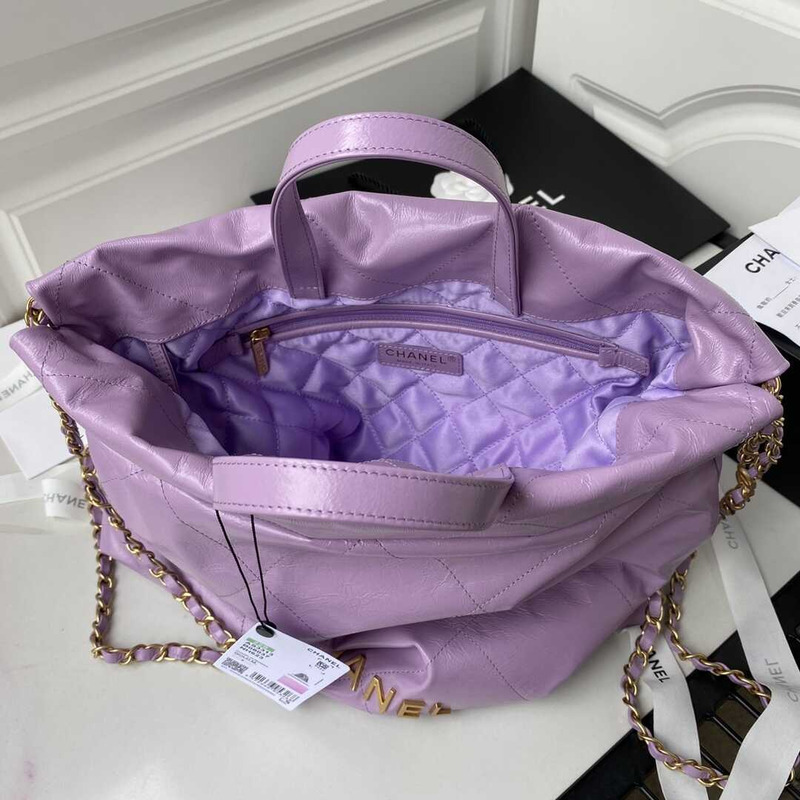 Ch*el large back pack calfskin Ch*el 22 purple