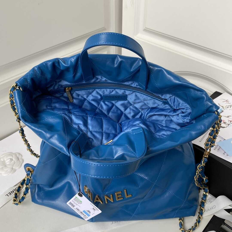 Ch*el large back pack calfskin Ch*el 22 blue