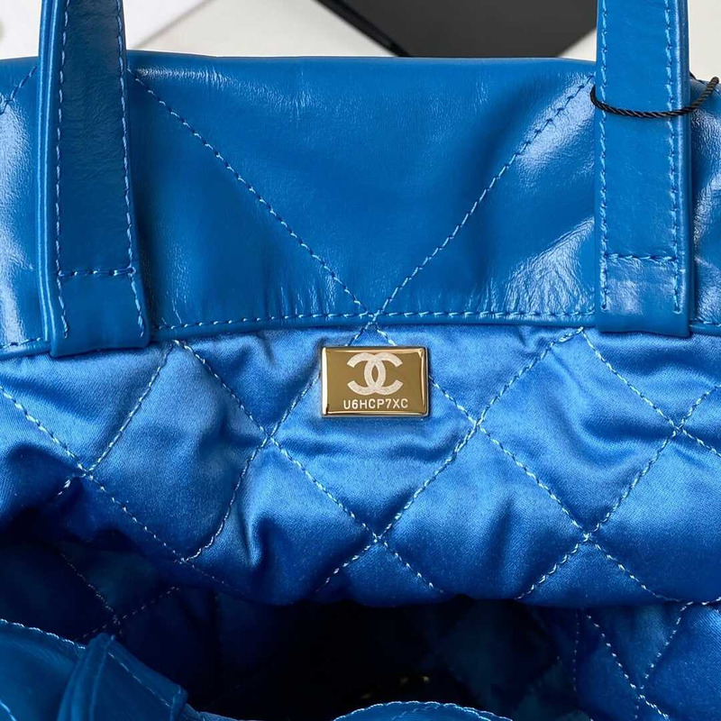 Ch*el large back pack calfskin Ch*el 22 blue