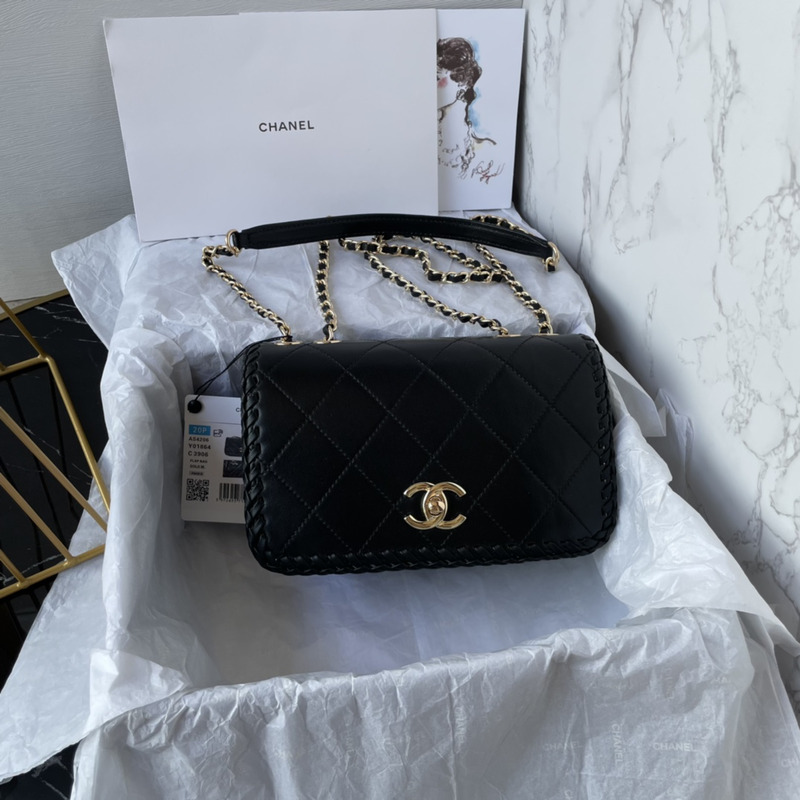 Ch*el flap bag lambskin black