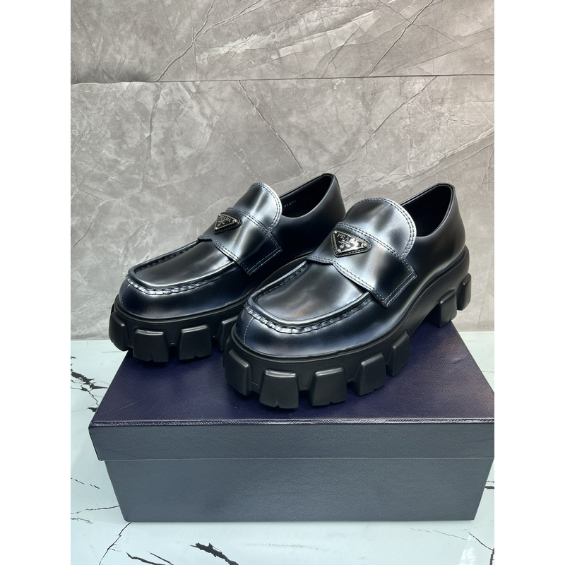 Pra*a monolith chunky-sole leather loafers black