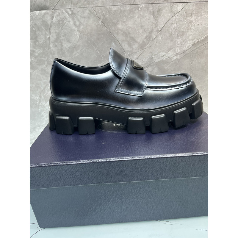 Pra*a monolith chunky-sole leather loafers black