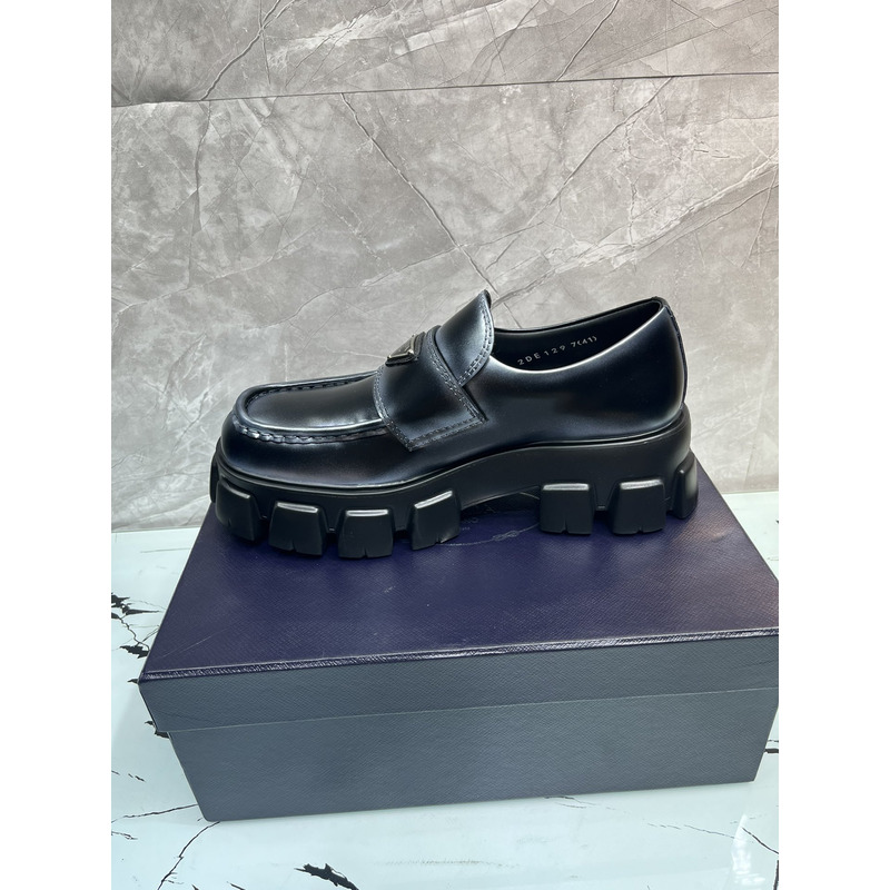 Pra*a monolith chunky-sole leather loafers black