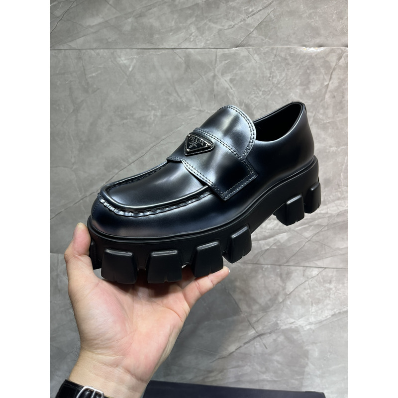 Pra*a monolith chunky-sole leather loafers black