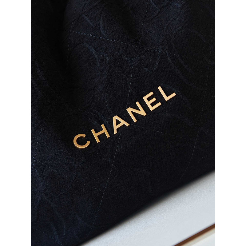 Ch*el velvet camellia quilted Ch*el 22 black