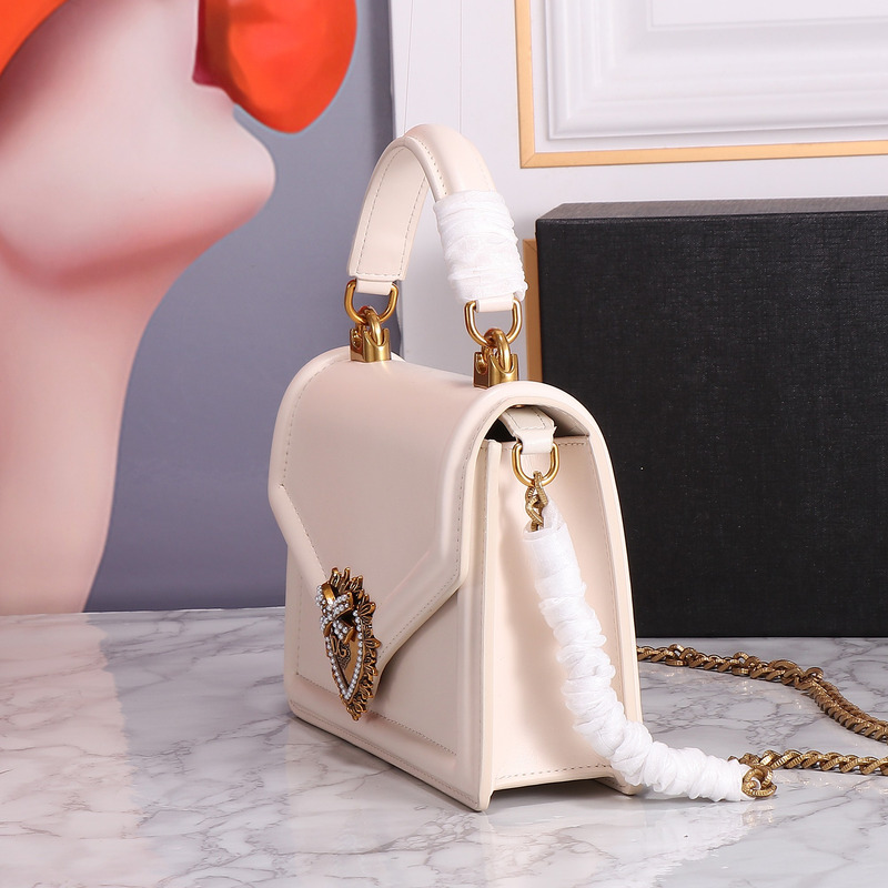 Dolce & Gabbana Devotion Bag In Smooth Calfskin In White