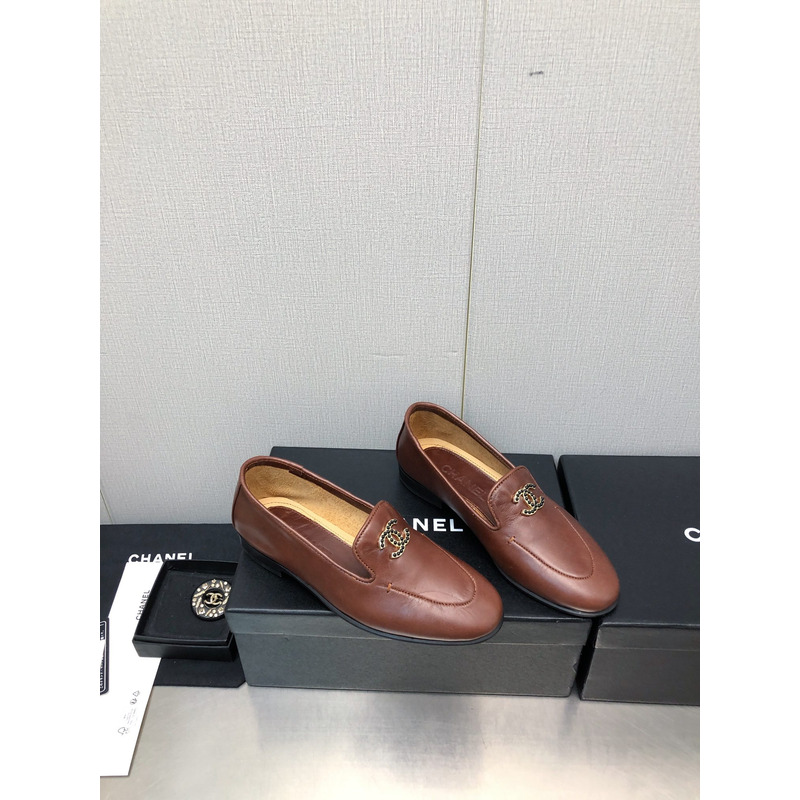 Ch*el moccasins patent calfskin brown