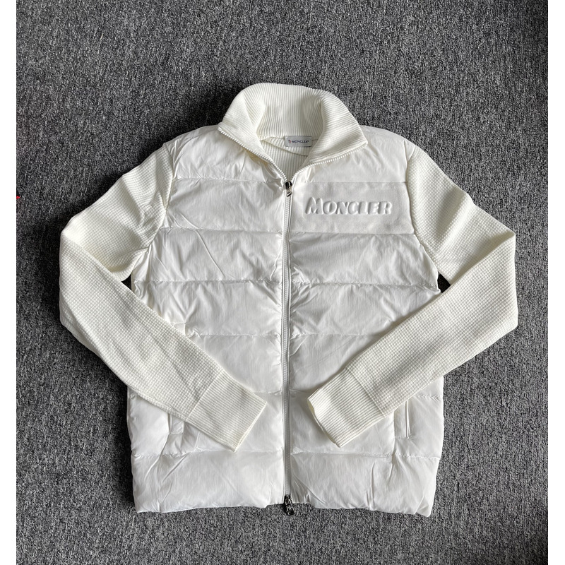 Moncler Front Padded Zip Cardigan White