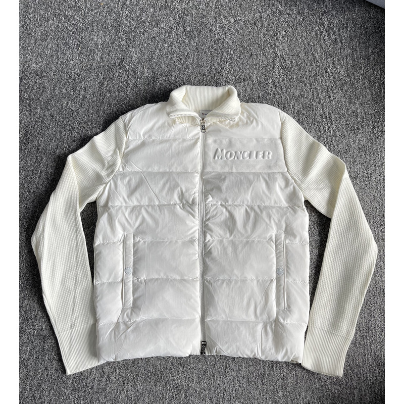 Moncler Front Padded Zip Cardigan White