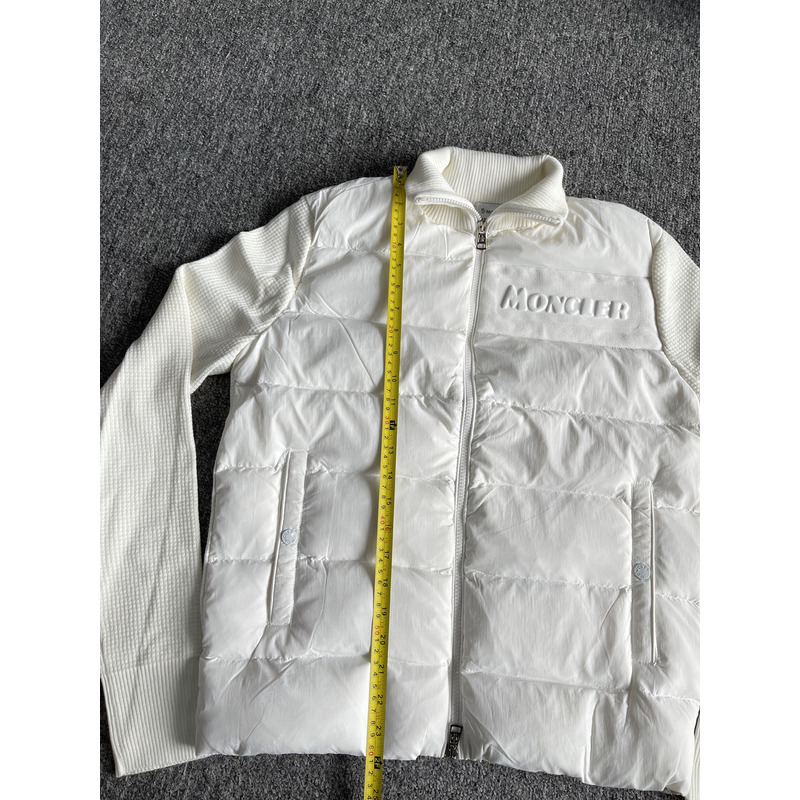 Moncler Front Padded Zip Cardigan White