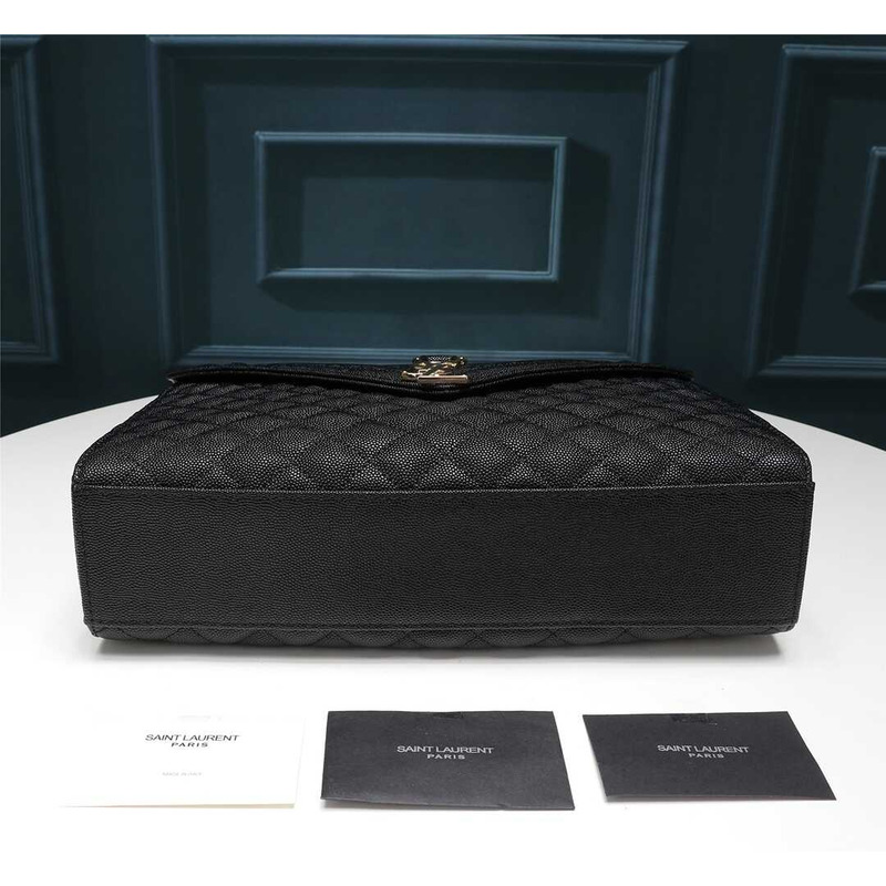 Saint Laurent  Envelope Large In Guilted Grain De Poudre Embossed Leather